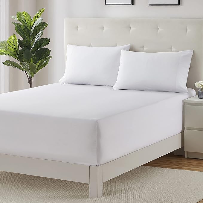 Clara Clark Fitted Sheet, Extra Deep Pocket Fits Deep Mattress, Luxury Soft Fitted Sheet Only, Twin - Extra Deep White