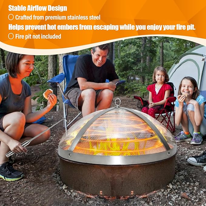 Fire Pit Spark Cover with Insulated Gloves, Compatible with Solo Stove Bonfire 19.5-Inch fire pits, an Easy-to-Lift, Foldable Stainless Steel Spark Cover acer