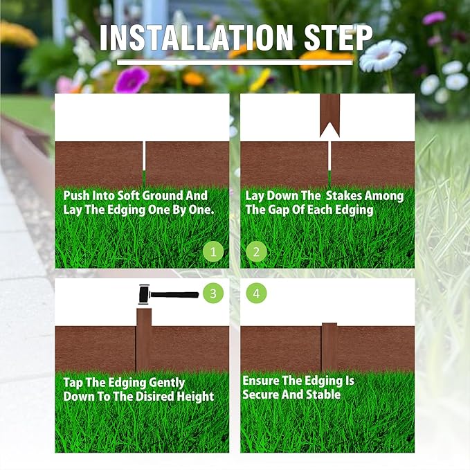 20ft. 6-Pack Cor-Ten Steel Landscape Edging - 40" L x 6" H Metal Edging for Landscaping with 6 Stakes, Hammer-in Garden Edging, Metal Landscape Edging for Flower beds, Lawn & Yard (Rusted)