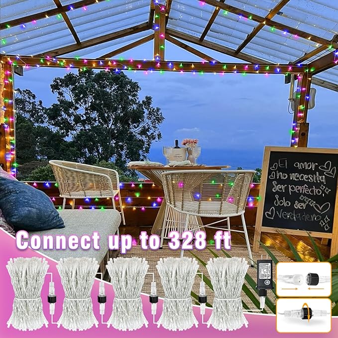 100FT 300 LED Outdoor String Lights, Connectable Easter String Lights Waterproof with 8 Modes, Plug in Twinkle Fairy Lights Clear Wire for Indoor Bedroom Home Wedding Patio Decor, Pastel Multicolor