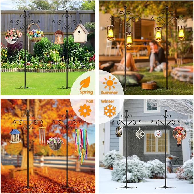 Bird Feeder Pole for Outdoors,108 Inch Adjustable Tall Shepherds Hooks, Double Shepherd Hooks for Bird Feeder Stand for Garden Plant, Hummingbird Feeder, Lantern, Hanging Wedding Decor