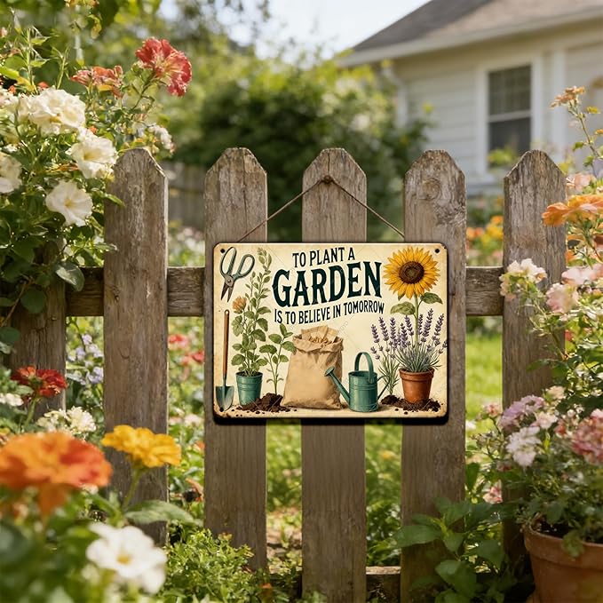 Plant Gifts To Plant A Garden Is To Believe In Tomorrow Vintage Tin Sign for Home Garden Patio Yard Decor 16x12 Inch