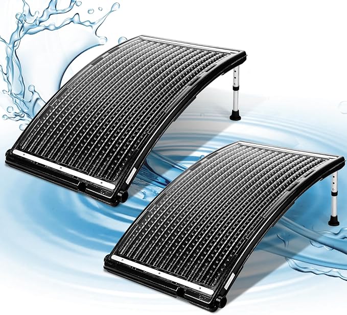 2026 Upgraded Solar Pool Heater with Adjustable Support Feet, Inground Pool Solar Heater, Above Ground Pool Heater, Solar Water Heater, Pool Heater for Above Ground Pool（2 Set）