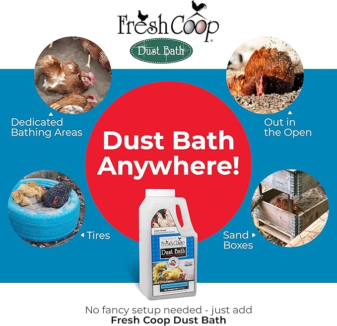 Progressive Planet Fresh Coop Dust Bath, 6lb Jug (Pack of 2) - Food-Grade Diatomaceous Earth & Calcium Montmorillonite Clay - Supports Healthy Feathers, Reduces Boredom & Encourages Dust Bathing