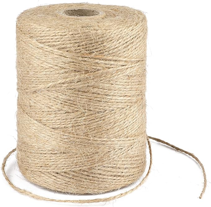 G2PLUS Natural Jute Twine, 1.5MM 984 Feet Gift Wrapping Twine String, 2 Ply Thin Brown Hemp String for DIY Arts & Crafts, Garden Plants, Crochet, Macrame, Christmas