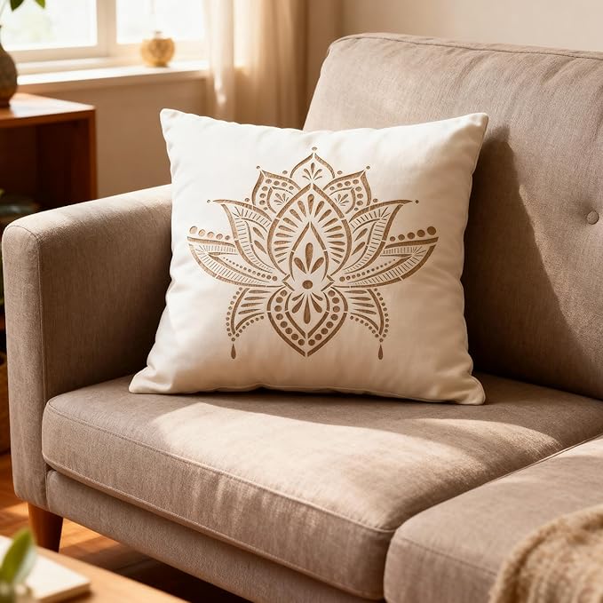 TIAMECH A4 Reusable Sacred Lotus Flower Stencil for Painting - Lotus Layering Template, DIY Wall Art, Wood Furniture, Scrapbook & Crafts (8.3x11.7inch)