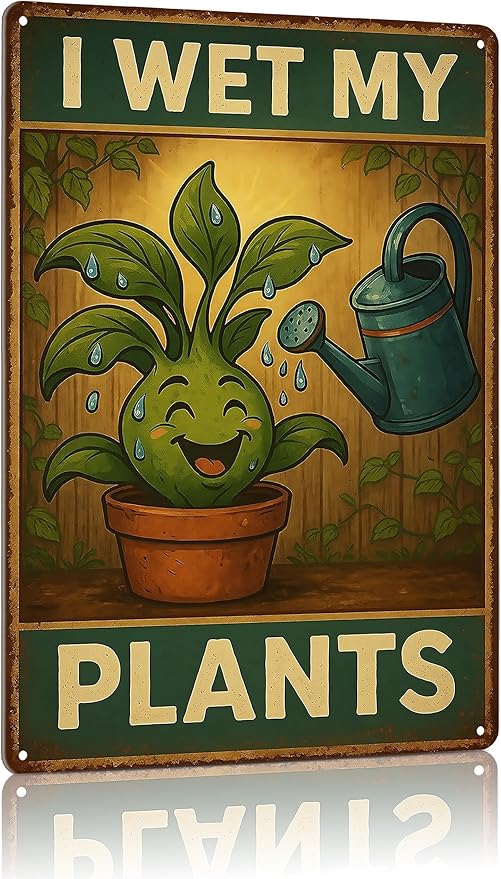 MAMAGIFTREE Funny Garden Signs Outdoor Decor Christmas Gifts for Plant Lovers 8x12 Inch Metal Signs -I Wet My Plants, Gardening Gifts for Women Garden Decor, for Yard Patio Shed Outdoor Indoor Decor