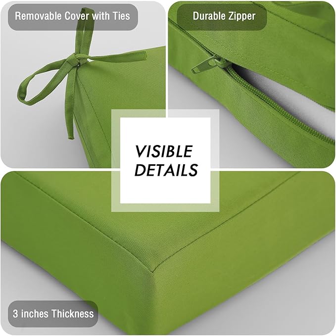 idee-home Outdoor Bench Cushion Waterproof, Bench Cushions for Outdoor Furniture, Patio Porch Swing Replacement Seat Pad with Ties for Garden Backyard, 59 x 18 Inch Green