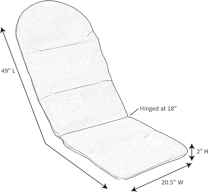 Sunbrella Patio Cushions - 20.5" W x 49" L x 2" T, Outdoor Adirondack Chair Cushion with Comfort, Style & Durability Designed for Outdoor Living - Made in The USA