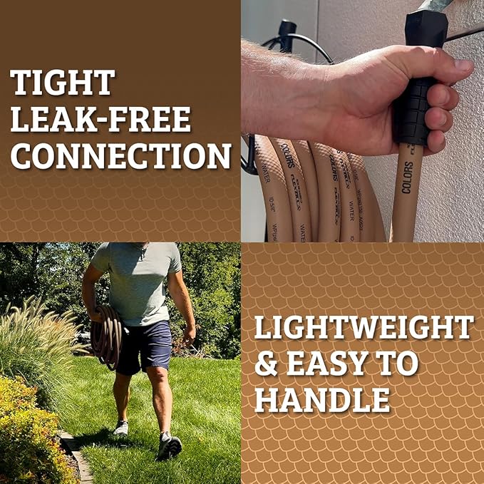 Flexzilla Colors SwivelGrip Garden Hose 5/8 in. x 50 ft., Lightweight All-Weather Water Hose, Durable and Flexible, Leak-Free Connections, Brown Mulch