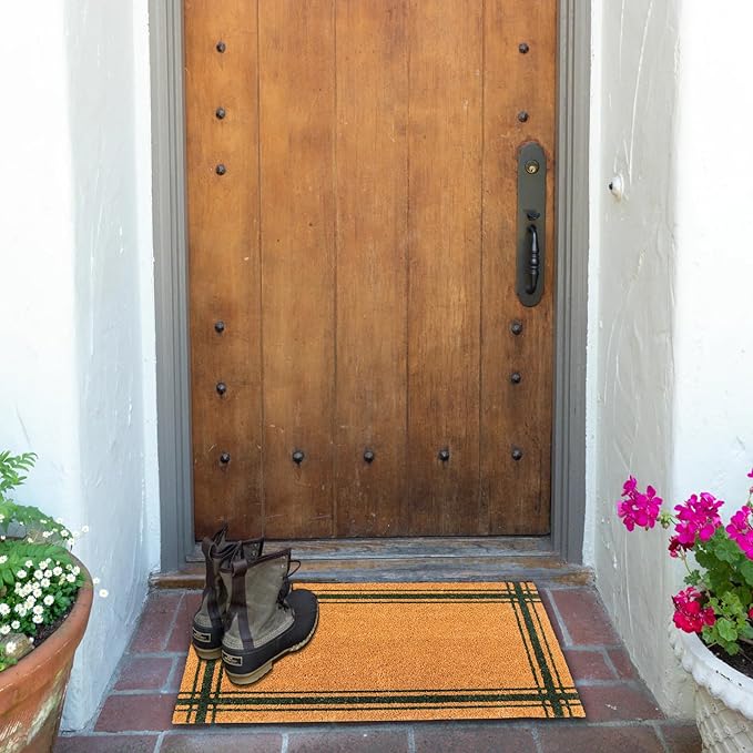 KAF Home Coir Doormat with Heavy-Duty, Weather Resistant, Non-Slip PVC Backing | 17 by 30 Inches, 0.6 Inch Pile Height | Perfect for Indoor and Outdoor Use (Green)