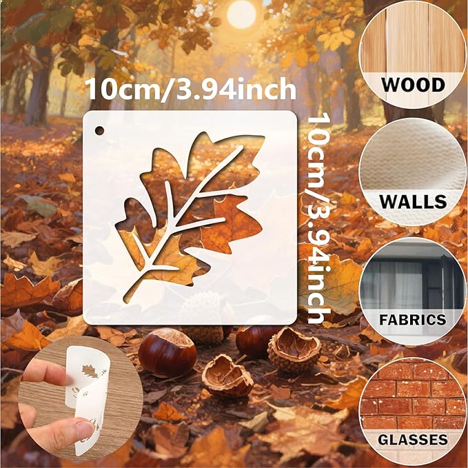 Fall Stencils 56PCS 4in Reusable Plastic Templates Fall Craft Paint Stencil DIY Crafts Thanksgiving Autumn Decoration for Fabrics Window Wall Home Wood(4inch 56 Pack)