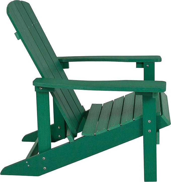 Flash Furniture Charlestown Poly Resin Adirondack Chair - Green - All Weather - Indoor/Outdoor - Set of 2