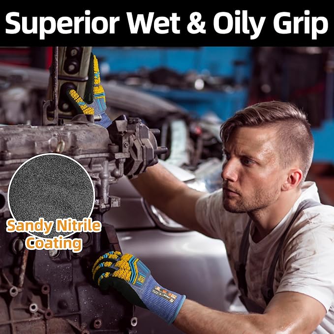 Schwer PRO-SKIN Impact Gloves with ANSI A4 Cut Reistant Protection, Flexible and Comfortable Work Gloves with Grip，Touchscreen, Used for Oil and Gas E&P，Mechanic, Construction, Non-PFAS, S, PM3900-T