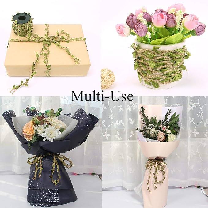 132 Ft Boho Eucalyptus Vines with Twine, Artificial Eucalyptus Leaf Spring Greenery with Hemp Rope for Baby Shower Home Wall Garden Wedding Party Wreaths DIY Craft Decorations