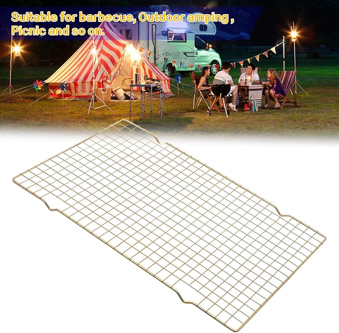 Coolbird 16 * 10 inch BBQ Grill Mesh Metal BBQ Barbecue Grill Grilling Mesh Wire Cooking Net Outdoor,Barbecue Grilled Grid (Gold)