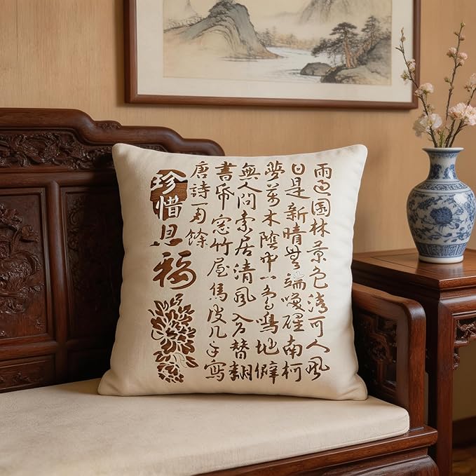 TIAMECH A4 Reusable Chinese Calligraphy Stencil for Painting - Tang Poetry Layering Template, DIY Wall Art, Wood Furniture, Scrapbook & Crafts (8.3x11.7inch)