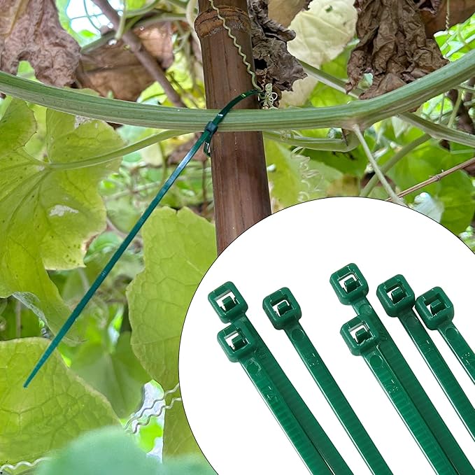 Green Zip Ties 6 inch 3mm Dark Green Nylon Garden Cable Zip Ties Self Locking Cable Ties Twist Ties, Multi-Purpose Cable Tie(100 Pcs)