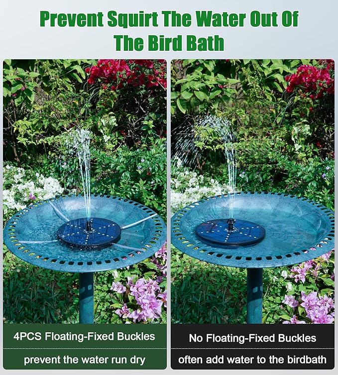 SZMP Solar Fountain with Colorful Star-Shaped Lights, 4W Bird Bath Fountain Pump with 4000 mAh Battery, 7 Nozzles & 4 Fixers, Solar Water Fountain for Garden, Pool, Pond, Outdoor(30 LEDs)