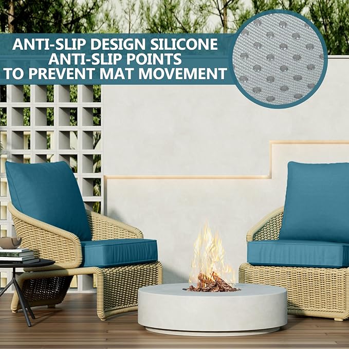 22" x 22" x 6" Outdoor Deep Seat Cushions - Waterproof & Fade Resistant Patio Furniture Replacement Cushions, Non-Slip Outdoor Cushions Fit Loveseats, Couches, Chairs, and Sofas