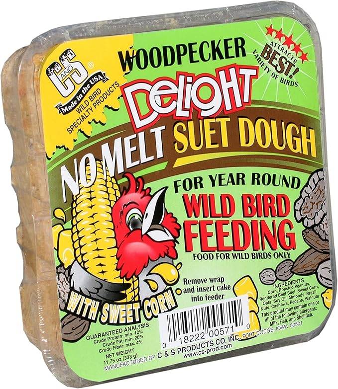 C&S Woodpecker Delight No Melt Suet Dough 11.75 Ounces, 12 Pack
