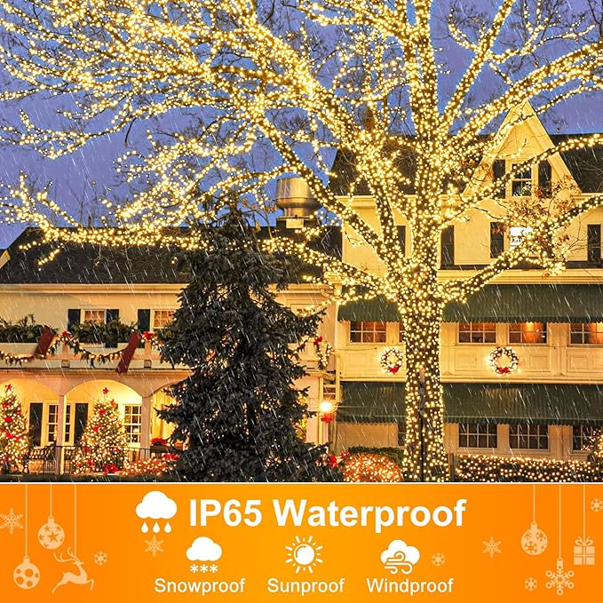 262FT 800 LED Outdoor String Lights, Warm White Extra Long Christmas String Lights Indoor with 8 Modes Waterproof, Plug in Fairy Twinkle Lights for Bedroom, House, Wedding, Party, Garden Decorations