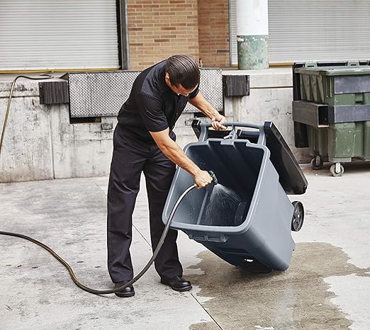 Rubbermaid Commercial Products Brute Rollout Trash/Garbage Can/Bin with Wheels, 50 GAL, for Restaurants/Hospitals/Offices/Back of House/Warehouses/Home, Gray