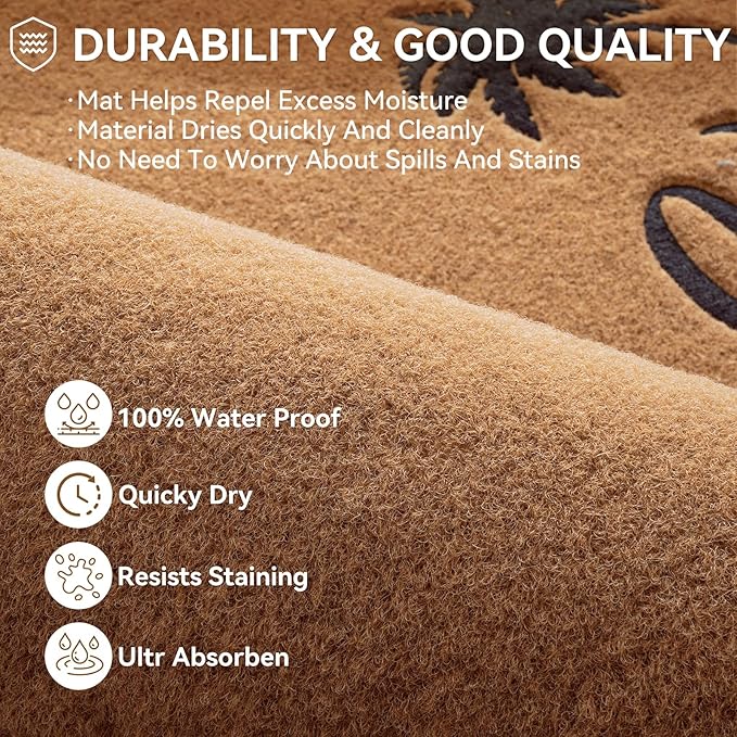 Dirt Trapping Outdoor Welcome Mats, 31x47 Durable Non-Slip Door Mat Outside Entrance, Low Profile Easy Clean Doormat for Patio Porch Front Indoor Entryway, Brown
