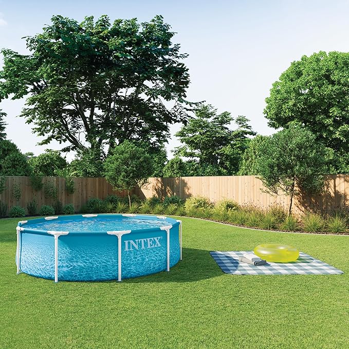 INTEX 28206EP 10Ft X 30In Beachside Metal Frame Above Ground Swimming Pool, Pool Only (Pump Not Included)