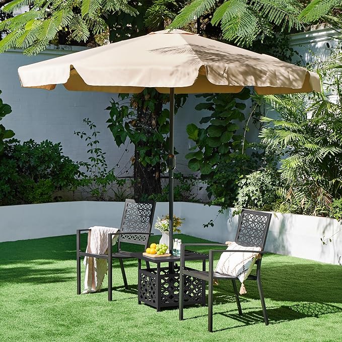Yaheetech Outdoor Patio Dining Chairs Set of 2 with Armrests and Metal Frame, Heavy-Duty Metal Black Outdoor Chairs Stackable for Garden, Lawn and Yard