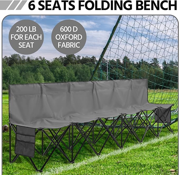 Yaheetech Foldable Sideline Bench 600D Oxford Double Layer Fabric