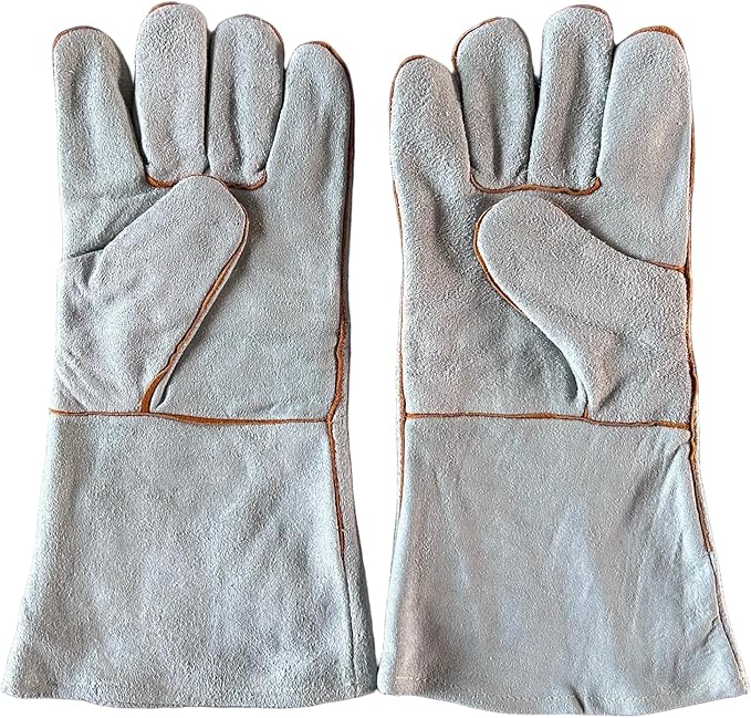 Leather MIG Welding Gloves with Reinforced Palm, Kevlar Stitching, Heat Fire Resistant for Welding/Grilling/BBQ