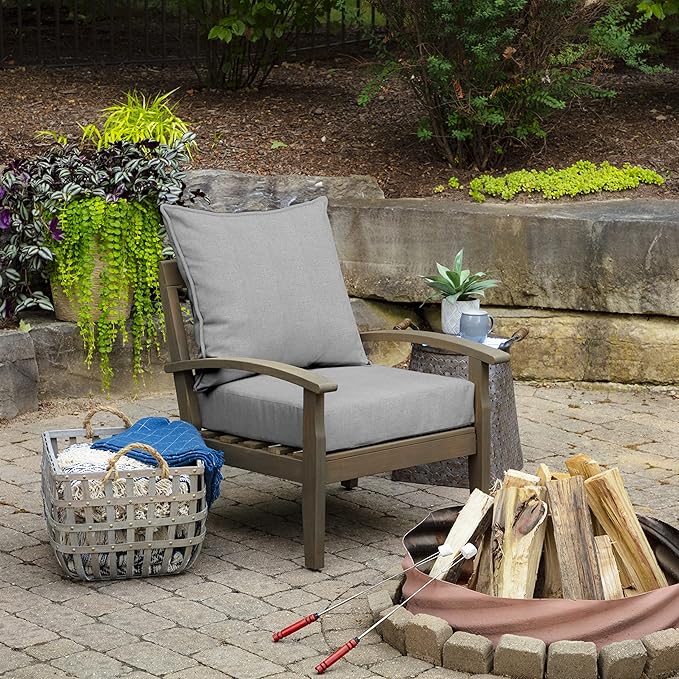 Arden Olefin Outdoor Foam Deep Seat Cushion Set, 24 in x 24 in, Weather-Proof, Rain-Proof, Fade Resistant Patio Cushion, Deep Seat Bottom and Back Cushion for Chair, Sofa, and Couch Paloma Woven