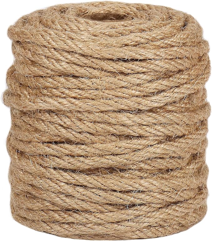 Vivifying 5mm Jute Rope, 98 Feet Strong Natural Jute Twine for Crafts, Cat Scratching Post, Garden Plants, Bundling and Hanging (Brown)