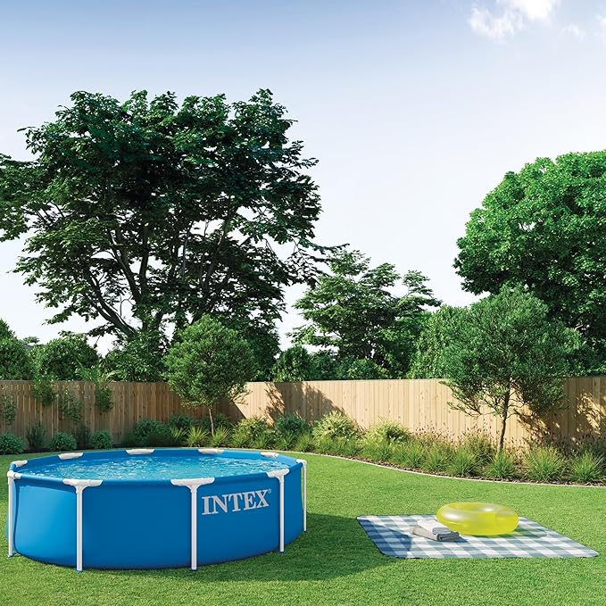 INTEX 28201EP 10Ft X 30In Metal Frame Above Ground Swimming Pool Set, Includes 330 GPH Cartridge Filter Pump, Puncture-Resistant Material, Rust Resistant, 1185 Gallon Capacity