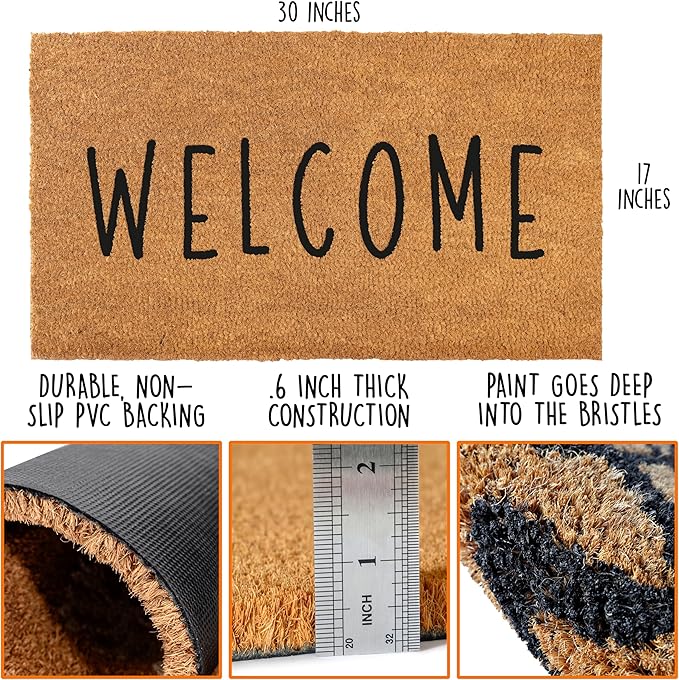 MAINEVENT Welcome Mat Outdoor 30x17 Inch, Outside Door Mats for Front Door, Welcome Door Mat w/Non Slip PVC Backing