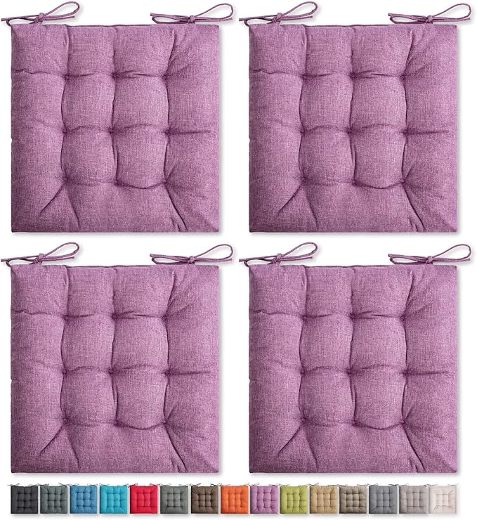 SQUARE MOON 4 Pack Chair Cushions, Seat Cushions, Chair Pads, Chair Mat for Indoor, Outdoor Dining Chair, Kitchen Chairs, Dining Room Chairs (16" × 16" × 4 Pack, Lavender)