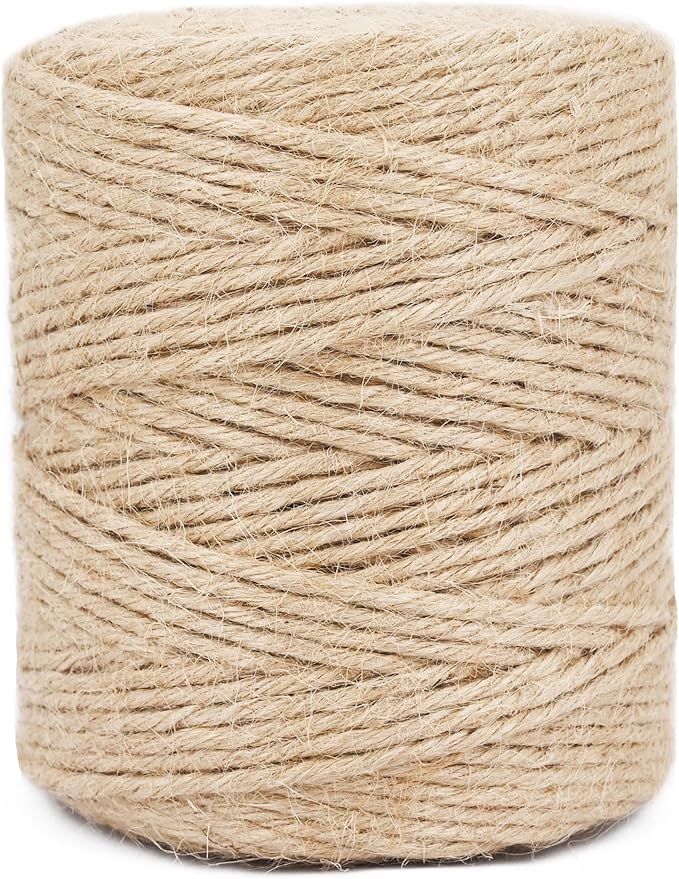 Natural Jute Twine Rope, 1000 Feet x 1/8 Inch, 6-Ply Heavy Duty for Crafts, Gardening, Gift Wrapping,Packing,Rustic Decor