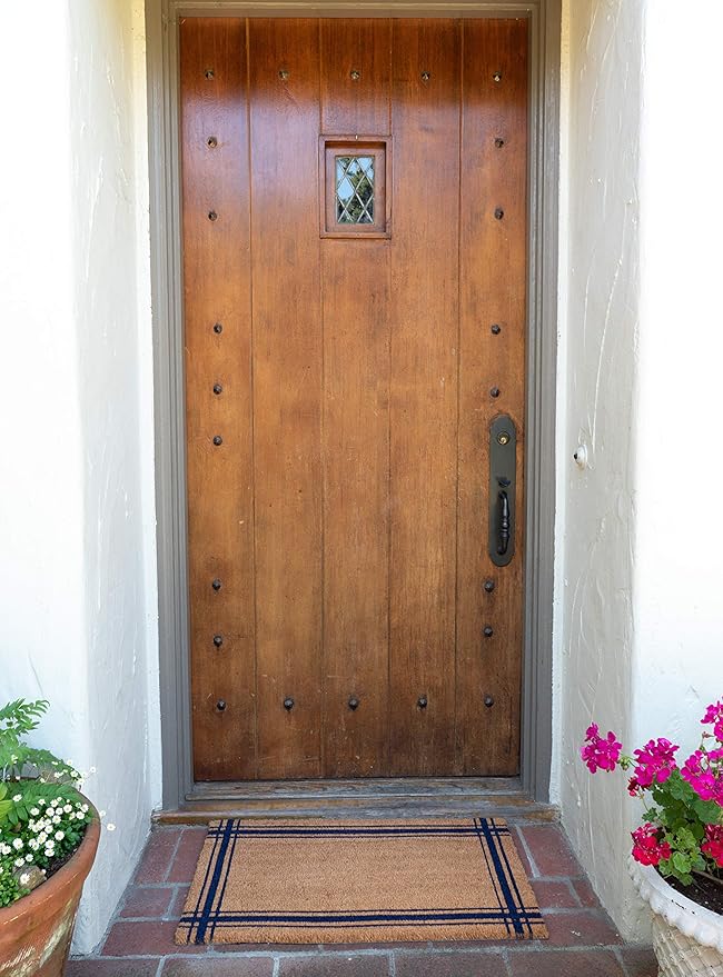 KAF Home New Coir Doormat, Heavy-Duty, Weather Resistant, Non-Slip PVC Backing, Indoor and Outdoor Use, Blue