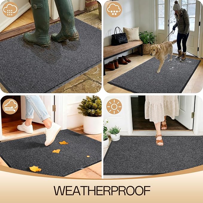 Amyracel Front Door Mat Indoor Outdoor Entrance, 48"x 96" All-Season Waterproof Doormat for Enterway, Heavy Duty Commercial Floor Mat, Fade Resistant, Rubber Back, Low Profile, Easy Clean