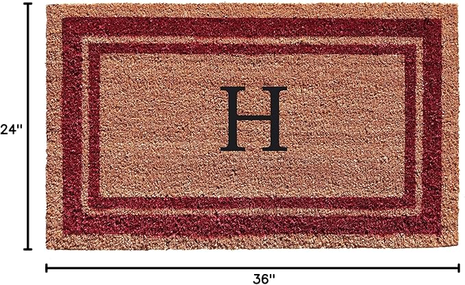 Calloway Mills 152992436H Burgundy Border 24" x 36" Monogram Doormat (Letter H)