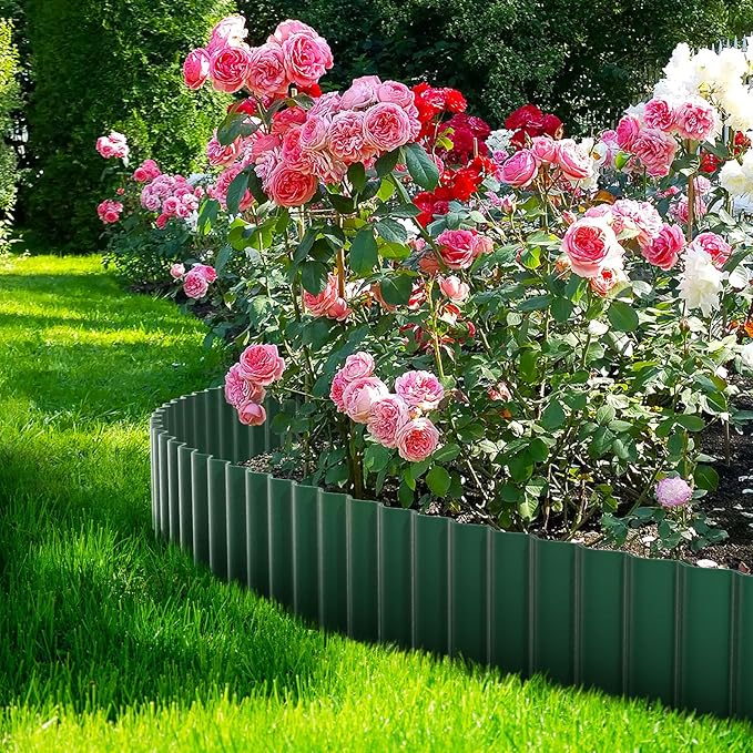 Corrugated Metal Garden Edging 6" x 40Ft, Landscape Edging Border for Lawn, Flower Bed, Garden Fence, Paver Edging (Green)