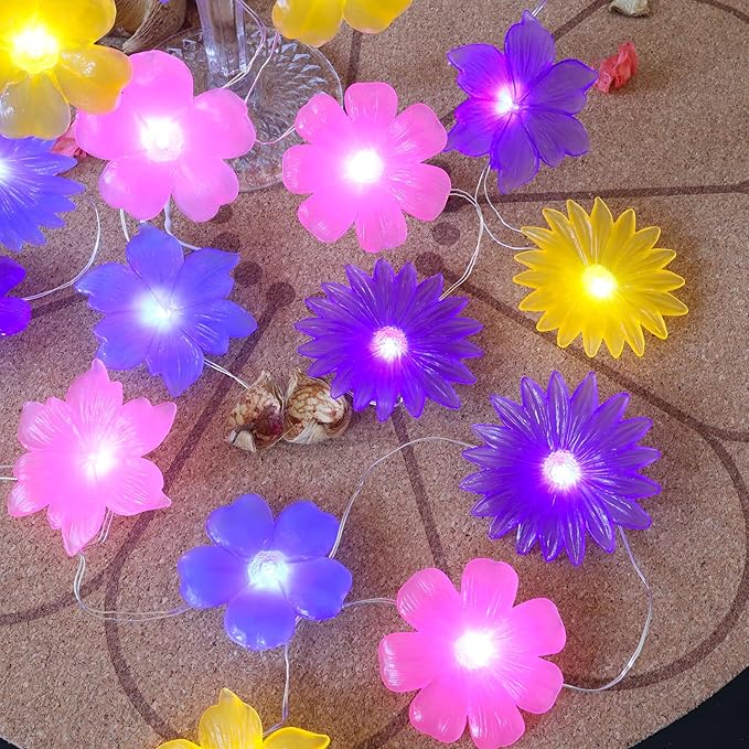 JASHIKA Solar Lights Outdoor Flower String Lights Waterproof Fairy Spring Summer Floral Garden Tree Balcony Yard Fence Plants Decor Night Light 14ft 40 LED.