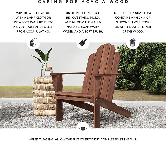 Linon Home Dcor Home Decor Teak Wood Stock Chair, 30.4" wx37.6 dx37.8 h, Stain