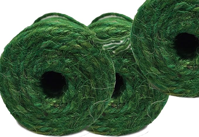 3 Pack - Jute Twine Dark Green - Burlap Garden Twine, 200 feet Each x 3 Cone Total 600 feet