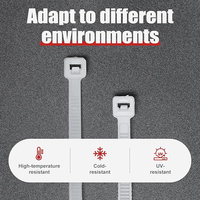 APIELE Cable Zip Ties 400 Pack WHITE Assorted Sizes 4 6 8 12 inch Multi-Purpose Self-Locking Nylon Cable UV Resistant Wire Ties for Indoor & Outdoor Home Office Garden Workshop