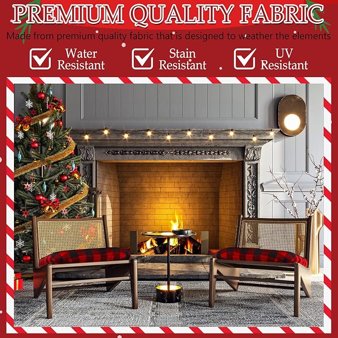 Barydat 3 Pack Wicker Furniture Cushions Waterproof Outdoor/Indoor Tufted Wicker Chair Cushions 1 Loveseat and 2 U-Shape Rattan Chairs for Patio Furniture, Rattan Love Seat, Bench(Red Plaid)