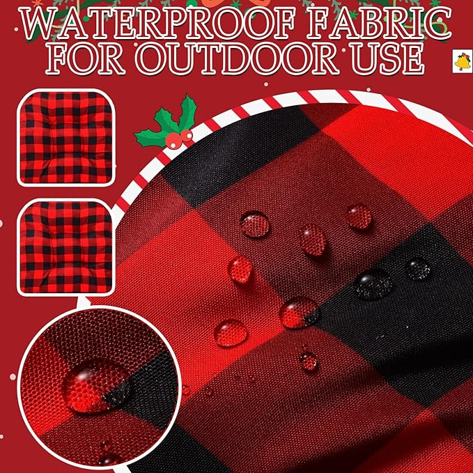 Barydat 3 Pack Wicker Furniture Cushions Waterproof Outdoor/Indoor Tufted Wicker Chair Cushions 1 Loveseat and 2 U-Shape Rattan Chairs for Patio Furniture, Rattan Love Seat, Bench(Red Plaid)