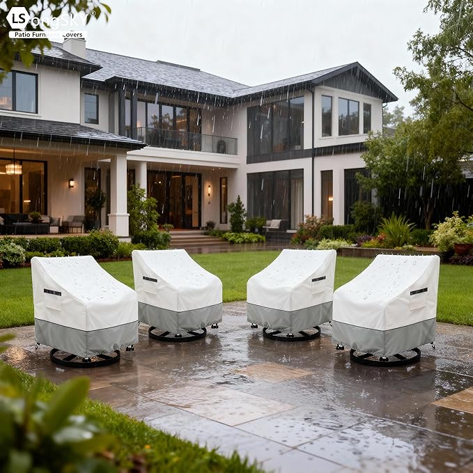 Patio Swivel Chair Cover 4 Pack,Waterproof Heavy Duty Outdoor Chair Covers,Outdoor Swivel Chair Cover for Patio Furniture Covers(33 W x 35 D x 36 H inches),Beige