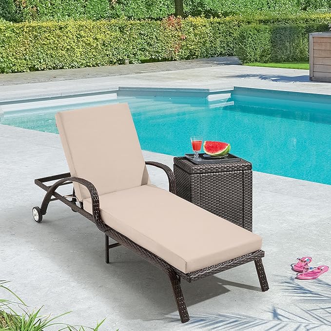 HOMREST 73.2x22.8x3.94 inches Otdoor Lounge Chair Cushion Set of 2,Pool Chaise Lounge Cushion with Splash Fade Tear Resistant Fabric,Beige